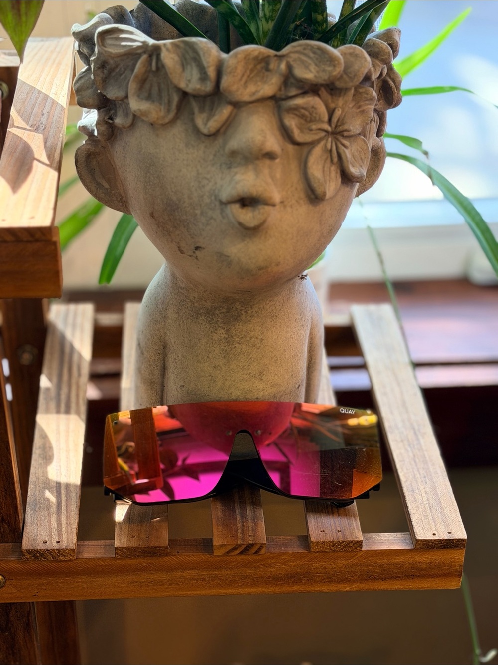QUAY Fully Booked Pink Mirror Shield Sunglasses